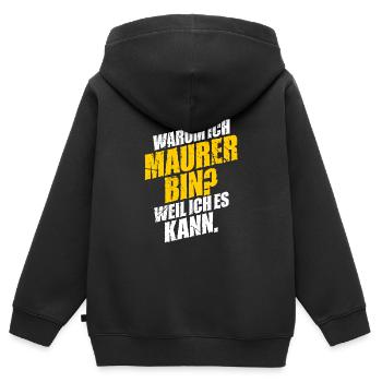 Maurer - Kinder Premium Organic Zip Hoodie - Schwarz - Hinten - AI Model Kid Male (0cm)
