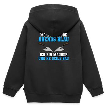 Maurer - Kinder Premium Organic Zip Hoodie - Schwarz - Hinten - AI Model Kid Male (0cm)