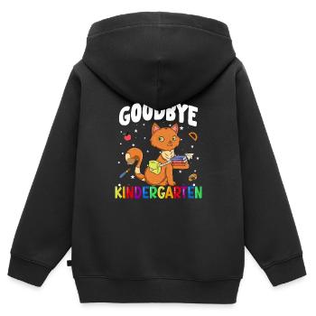 Goodbye Kindergarten Katze Einschulung Schule - Kinder Premium Organic Zip Hoodie - Schwarz - Hinten - AI Model Kid Male (0cm)