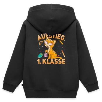 Aufstieg 1. Klasse Kätzchen - Kinder Premium Organic Zip Hoodie - Schwarz - Hinten - AI Model Kid Male (0cm)