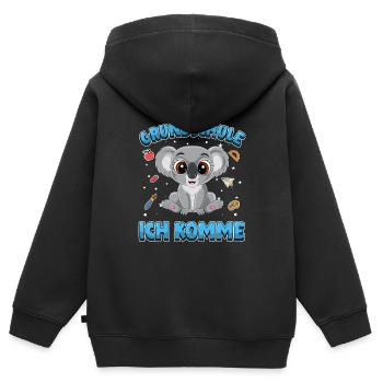 Grundschule ich komme Einschulung Koala - Kinder Premium Organic Zip Hoodie - Schwarz - Hinten - AI Model Kid Male (0cm)