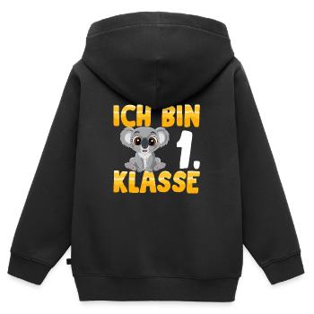 Ich bin 1. Klasse Einschulung Koala - Kinder Premium Organic Zip Hoodie - Schwarz - Hinten - AI Model Kid Male (0cm)