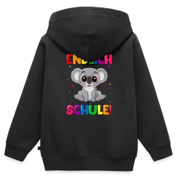 Endlich Schule Koala Einschulung Schulkind - Kinder Premium Organic Zip Hoodie - Schwarz - Hinten - AI Model Kid Male (0cm)