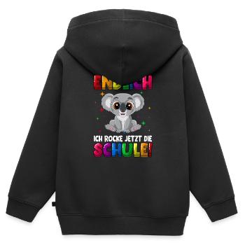Endlich ich rocke jetzt die Schule Koala - Kinder Premium Organic Zip Hoodie - Schwarz - Hinten - AI Model Kid Male (0cm)