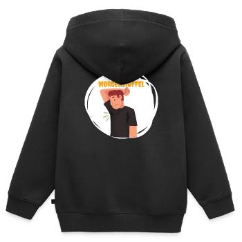 Morgenmüffel - Kinder Premium Organic Zip Hoodie - Schwarz - Hinten - AI Model Kid Male (0cm)