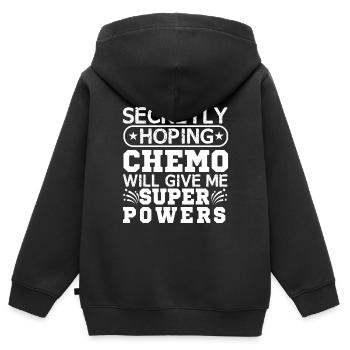 Espère secrètement que la chimio me donnera des superpouvoirs - Sweat Premium à capuche zippé enfant bio - noir - Dos - AI Model Kid Male (0cm)