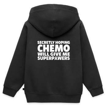 Espère secrètement que la chimio me donnera des superpouvoirs - Sweat Premium à capuche zippé enfant bio - noir - Dos - AI Model Kid Male (0cm)