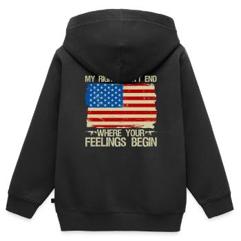 Mes droits ne s’arrêtent pas là où sont leurs sentiments - Sweat Premium à capuche zippé enfant bio - noir - Dos - AI Model Kid Male (0cm)