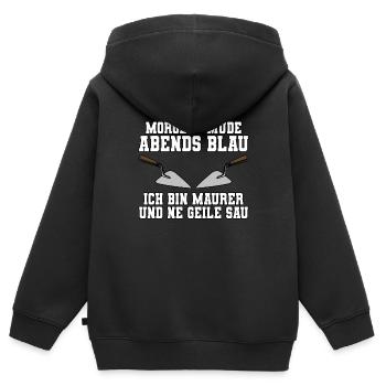 Maurer - Kinder Premium Organic Zip Hoodie - Schwarz - Hinten - AI Model Kid Male (0cm)