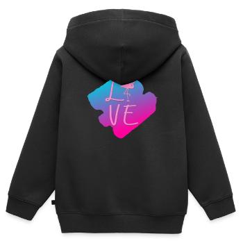 Flamingo Love - Kinder Premium Organic Zip Hoodie - Schwarz - Hinten - AI Model Kid Male (0cm)