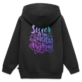 Schwester der Geburtstags-Meerjungfrau passenden Familie - Kinder Premium Organic Zip Hoodie - Schwarz - Hinten - AI Model Kid Male (0cm)