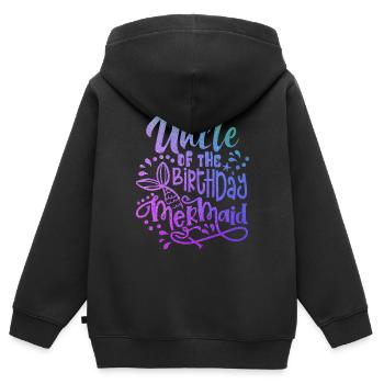 Onkel der Geburtstags-Meerjungfrau passenden Familie - Kinder Premium Organic Zip Hoodie - Schwarz - Hinten - AI Model Kid Male (0cm)