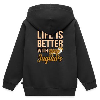 Jaguar - Kinder Premium Organic Zip Hoodie - Schwarz - Hinten - AI Model Kid Male (0cm)