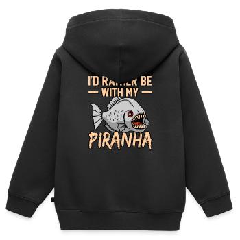 Piranha - Kinder Premium Organic Zip Hoodie - Schwarz - Hinten - AI Model Kid Male (0cm)