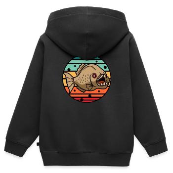 Piranha - Kinder Premium Organic Zip Hoodie - Schwarz - Hinten - AI Model Kid Male (0cm)