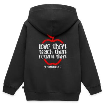 Love Them Teach Them Return Them - Kinder Premium Organic Zip Hoodie - Schwarz - Hinten - AI Model Kid Male (0cm)
