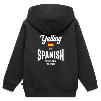 Ich schreie nicht, ich bin spanischer lustiger amerikanischer Stolz - Kinder Premium Organic Zip Hoodie - Schwarz - Hinten - AI Model Kid Male (0cm)