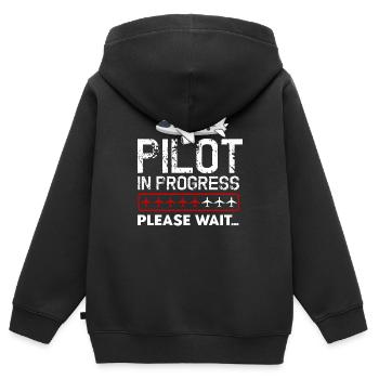 Future Pilot In Progress Lustige Kinder Flugzeug Liebhaber - Kinder Premium Organic Zip Hoodie - Schwarz - Hinten - AI Model Kid Male (0cm)