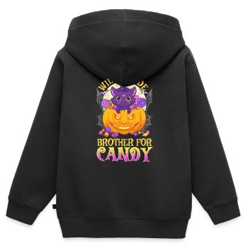 Échangera brother contre Candy Halloween - Sweat Premium à capuche zippé enfant bio - noir - Dos - AI Model Kid Male (0cm)
