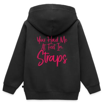 You Had Me At Feet In Straps 3 - Kinder Premium Organic Zip Hoodie - Schwarz - Hinten - AI Model Kid Male (0cm)