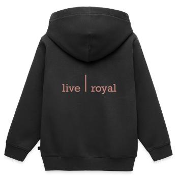 Live Royal Live | Royal FAT - Sweat Premium à capuche zippé enfant bio - noir - Dos - AI Model Kid Male (0cm)