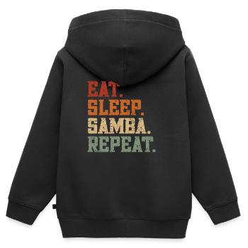 Samba - Kinder Premium Organic Zip Hoodie - Schwarz - Hinten - AI Model Kid Male (0cm)