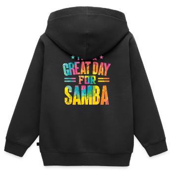Samba - Kinder Premium Organic Zip Hoodie - Schwarz - Hinten - AI Model Kid Male (0cm)