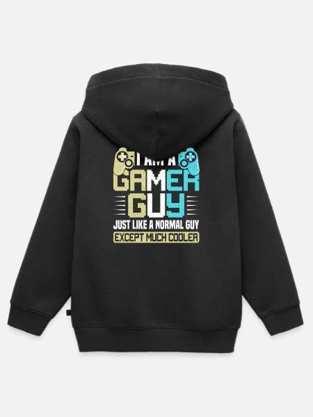 Gamer Boy - Premium børne zip-hættetrøje økologisk - sort