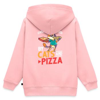 Pizza Katze Essen Pizzeria Italienisch Kätzchen - Kinder Premium Organic Zip Hoodie - Rosa - Hinten - AI Model Kid Female (0cm)