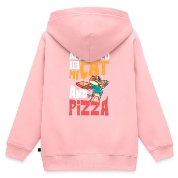 Pizza Katze Essen Pizzeria Italienisch Kätzchen - Kinder Premium Organic Zip Hoodie - Rosa - Hinten - AI Model Kid Female (0cm)
