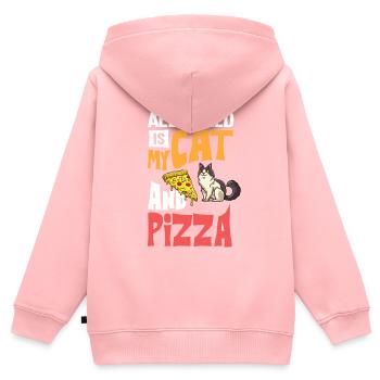 Pizza Katze Essen Pizzeria Italienisch Kätzchen - Kinder Premium Organic Zip Hoodie - Rosa - Hinten - AI Model Kid Female (0cm)