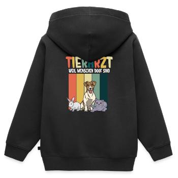 Tierarzt - Kinder Premium Organic Zip Hoodie - Schwarz - Hinten - AI Model Kid Male (0cm)