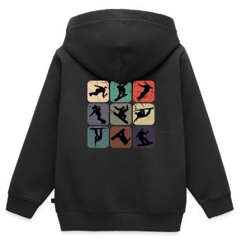 Snowboard - Kinder Premium Organic Zip Hoodie - Schwarz - Hinten - AI Model Kid Male (0cm)