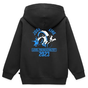 Jugendweihe 2023 Gaming Junge - Firmung Konfirmati - Kinder Premium Organic Zip Hoodie - Schwarz - Hinten - AI Model Kid Male (0cm)