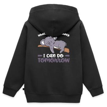 Koala-Modus auf Lebensstil Geist Tier Zookeepers - Kinder Premium Organic Zip Hoodie - Schwarz - Hinten - AI Model Kid Male (0cm)