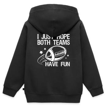 Ich Hoffe Nur, Dass Beide Teams Lustige Lustige - Kinder Premium Organic Zip Hoodie - Schwarz - Hinten - AI Model Kid Male (0cm)