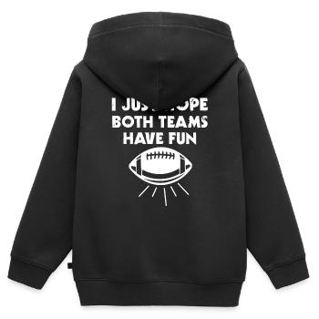 Ich Hoffe Nur, Dass Beide Teams Lustige Lustige - Kinder Premium Organic Zip Hoodie - Schwarz - Hinten - AI Model Kid Male (0cm)
