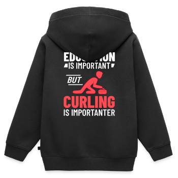 Curling Sport Spiel Spieler Curlingsteine Eis - Kinder Premium Organic Zip Hoodie - Schwarz - Hinten - AI Model Kid Male (0cm)