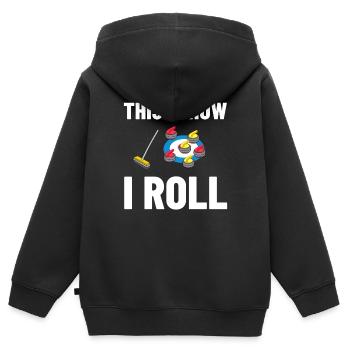 Curling Sport Spiel Spieler Curlingsteine Eis - Kinder Premium Organic Zip Hoodie - Schwarz - Hinten - AI Model Kid Male (0cm)