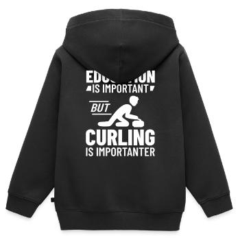 Curling Sport Spiel Spieler Curlingsteine Eis - Kinder Premium Organic Zip Hoodie - Schwarz - Hinten - AI Model Kid Male (0cm)