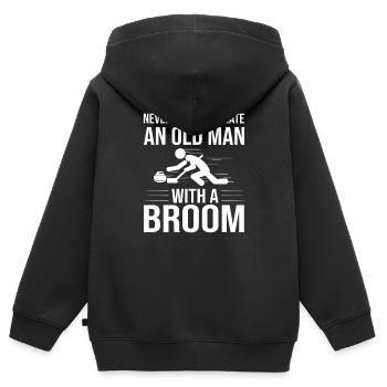 Curling Sport Spiel Spieler Curlingsteine Eis - Kinder Premium Organic Zip Hoodie - Schwarz - Hinten - AI Model Kid Male (0cm)