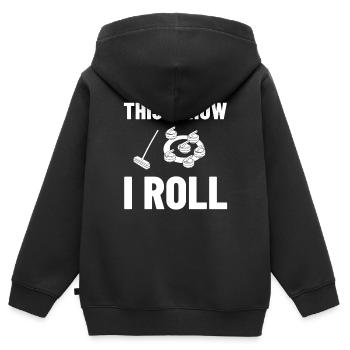 Curling Sport Spiel Spieler Curlingsteine Eis - Kinder Premium Organic Zip Hoodie - Schwarz - Hinten - AI Model Kid Male (0cm)