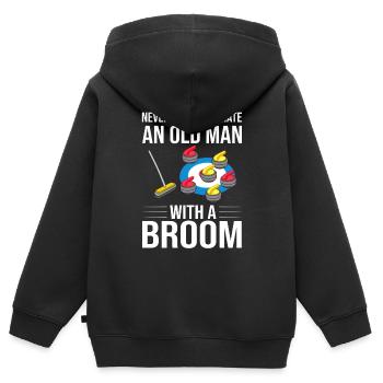 Curling Sport Spiel Spieler Curlingsteine Eis - Kinder Premium Organic Zip Hoodie - Schwarz - Hinten - AI Model Kid Male (0cm)