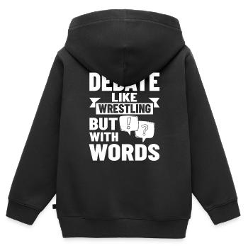 Debattieren Politische Diskussion Debatte Argument - Kinder Premium Organic Zip Hoodie - Schwarz - Hinten - AI Model Kid Male (0cm)