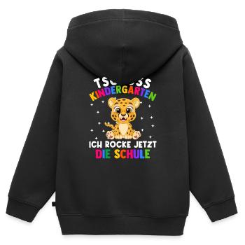 Tschüss Kindergarten ich rocke jetzt die Schule - Kinder Premium Organic Zip Hoodie - Schwarz - Hinten - AI Model Kid Male (0cm)