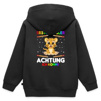 Erstklässler Achtung ich komme - Kinder Premium Organic Zip Hoodie - Schwarz - Hinten - AI Model Kid Male (0cm)