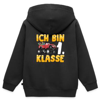 Ich bin 1. Klasse Einschulung Truck - Kinder Premium Organic Zip Hoodie - Schwarz - Hinten - AI Model Kid Male (0cm)