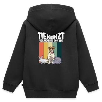 Tierarzt - Kinder Premium Organic Zip Hoodie - Schwarz - Hinten - AI Model Kid Male (0cm)