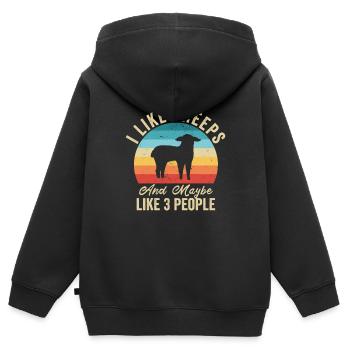 Ich liebe Les Moutons Humor Fermier Cadeau - Kinder Premium Organic Zip Hoodie - Schwarz - Hinten - AI Model Kid Male (0cm)