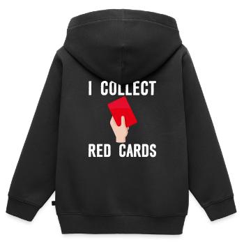I Collect Red Cards - Kids Premium Organic Zip-up Hoodie - black - Back - AI Model Kid Male (0cm)